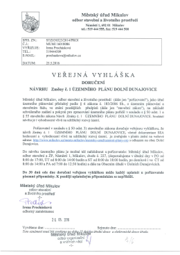 Doručen&iacute; n&aacute;vrhu změny č. 1 &Uacute;zemn&iacute;ho pl&aacute;nu Doln&iacute;
