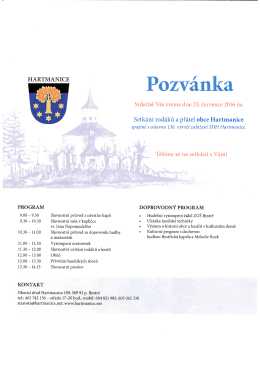 Page 1 HARTMANICE PROGRAM 9.00 – 9.30 9.30 – 10.30 10.30