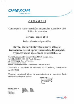 stavba trafostanice včetně opravy uzemněn&iacute;