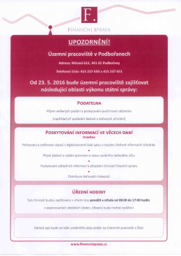 Finační úřad pro ÚK - Informace o změně organizace Ú