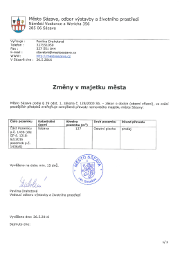Změny v majetku města