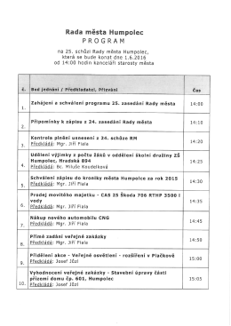 Program, 25. schůze rady města, 1.6.2016