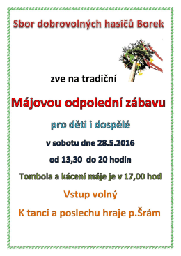 Page 1 Sbor dobrovolných hasičů Borek zve na tradiční ájovou