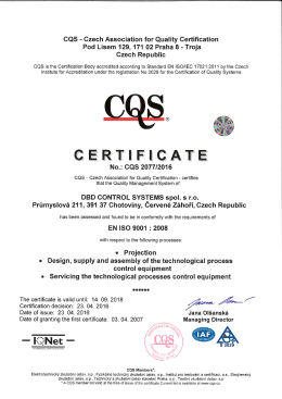 Page 1 CQS - Czech Association for Quality Certification Pod Lisem