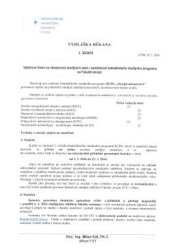 vyhláška děkana - Fakulta strojní
