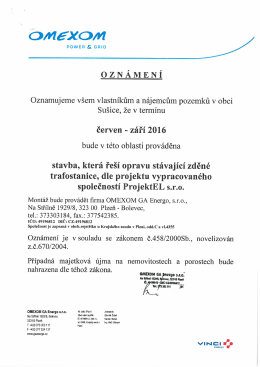 Ozn&aacute;men&iacute; - stavba trafostanice