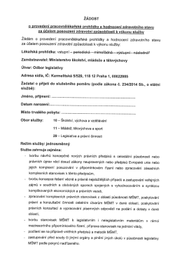 Page 1 ŽÁDOST o provedení pracovnělékařské prohlídky a