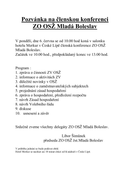 pozvánka na členskou konferenci ZO OSŽ Mladá Boleslav