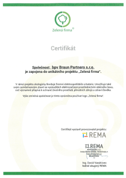 Page 1 Zelená firma Certifikát Şpglęğņņşt:.bpy. Brąųn Partnerş.Ş