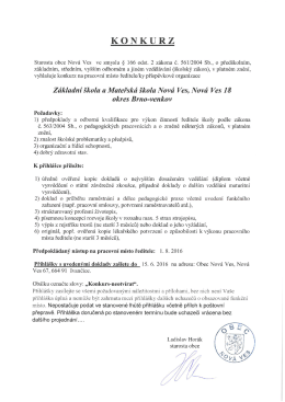 Obec Nov&aacute; Ves, konkurz na ředitele Z&Scaron; a M&Scaron;