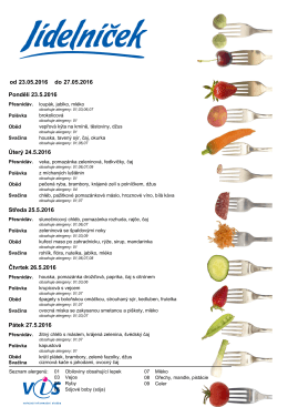 23.05.2016 27.05.2016 od do Pondělí 23.5.2016 Úterý 24.5.2016
