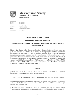 Veřejná vyhláška-Stanovení přechodné úpravy provozu