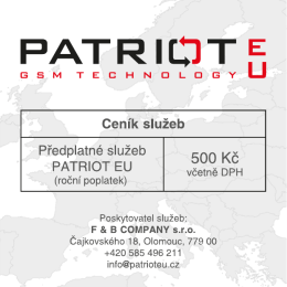 Ceník služeb PATRIOT EU