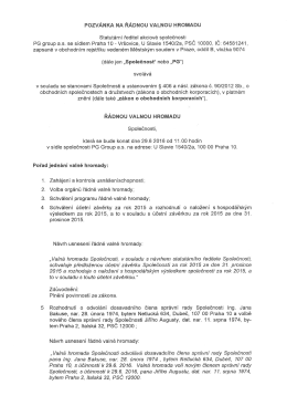 pozvánka na řádnou valnou hromadu 29.6.2016