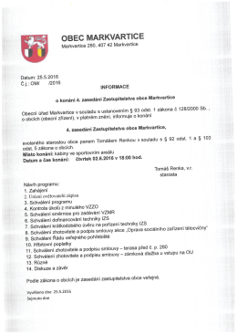 Informace o konání 3. zasedání Zastupitelstva obce Markvartice