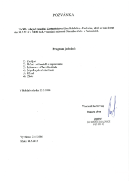 Pozvánka na XII. zasedání ZO - Obec Bohdalice