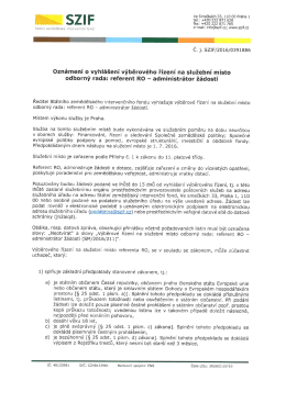 referent RO &ndash; administr&aacute;tor ž&aacute;dost&iacute; - St&aacute;tn&iacute; zemědělsk&yacute; intervenčn&iacute;