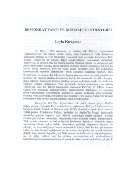 Demokrat Parti ve Muhalefet Stratejisi