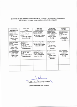 2015-2016 Bahar Yarıyılı İşletme Anabilim Dalı Muhasebe