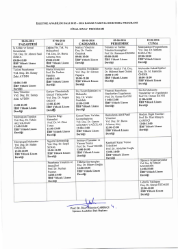 2015-2016 Bahar Yarıyılı İşletme Doktora Anabilim Dalı Final Sınav