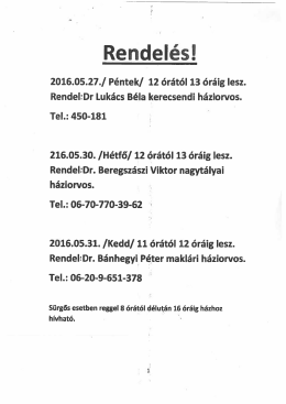 Orvosi rendelés helyettesítés - a kapcsolódó dokumentum