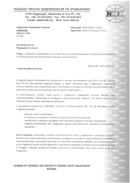 NKIK véleményezés - Borbély Lajos Szakközépiskolája