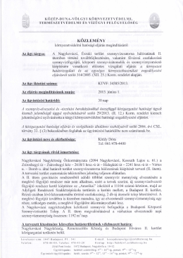 Page 1 Page 2 Tájékoztatásul közlöm, hogy a Közép-Duna