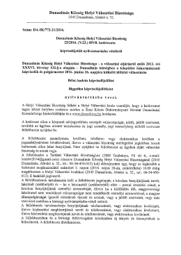 Bélai András képviselő-jelölt nyilvántartásba vétele