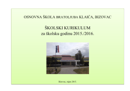 školski kurikulum 2015.-2016. - Osnovna škola Bratoljuba Klaića