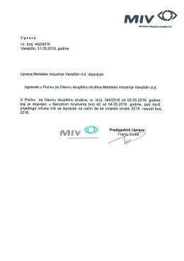 Page 1 vaiv KOP Metalska industrija Varaždin d.d. U prava Ur. broj