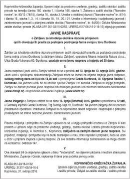 Objava za javni uvid ua ishođenje okoli&scaron;ne dozvole Mesna