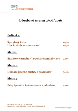 Obedové menu 2/06/2016
