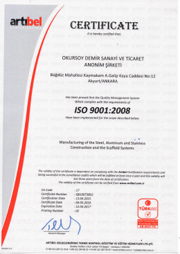 ISO 9001:2008 - Okursoy Demir A.Ş.