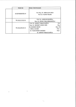 Page 1 PROJE NO PROJE YÜRÜTÜCÜLERİ Yrd. Doç. Dr