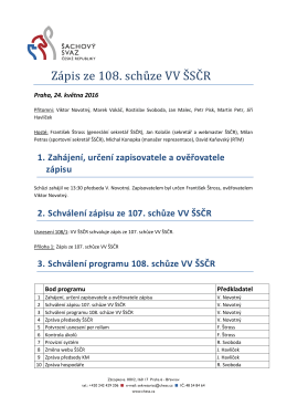 Ověřený zápis ze 108. schůze VV ŠSČR