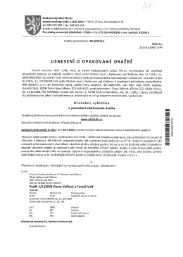 zahájení elektronické dražby dne 20.7.2016 v 13,00 hodin