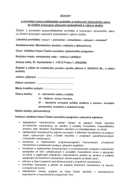 Page 1 ŽÁDOST o provedení pracovnělékařské prohlídky a