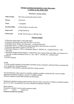 Page 1 Veřejné zasedání zastupitelstva obce Borovnice č. 4/2016