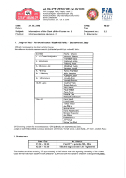 Informace ředitele rally č. 2