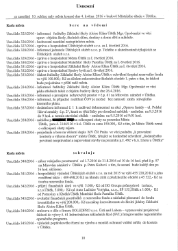 Usnesen&iacute; rady města 10/2016