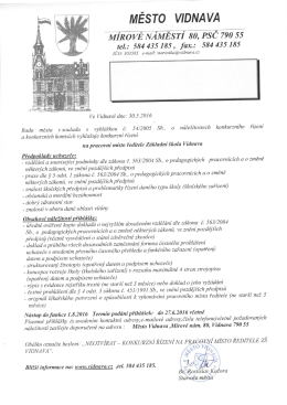 V&yacute;běrov&eacute; ř&iacute;zen&iacute; - ředitel/ka Z&Scaron; Vidnava