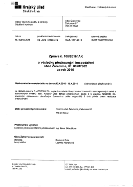Zpráva o přezkoumání hospodaření za rok 2015