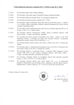 Výpis přijatých usnesení ze zasedání ZO č. 7/2016 ze dne 30. 5. 2016