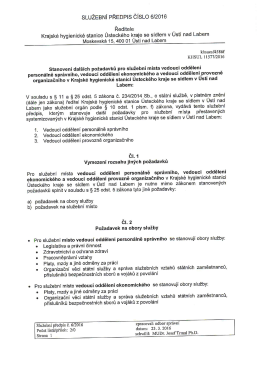 Stanoven&iacute; dal&scaron;&iacute;ch požadavků pro služebn&iacute; m&iacute;sto vedouc&iacute; oddělen&iacute;