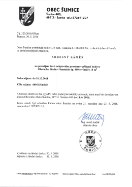 Záměr obce na pronájem nebytového prostoru