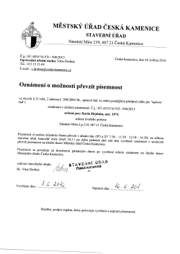 Oznámení o možnosti převzít písemnost