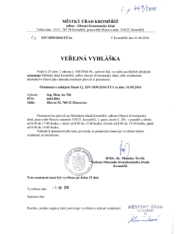 veřejná vyhláška, Ing. Hien An Thi, Hlavní 52, Zborovice