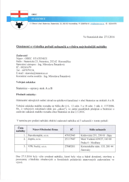 Oznámení o výsledku pořadí uchazečů a výběru