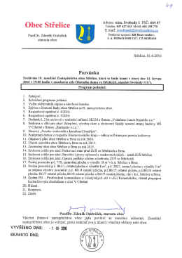 Svol&aacute;n&iacute; 10. zased&aacute;n&iacute; Zastupitelstva obce Střelice