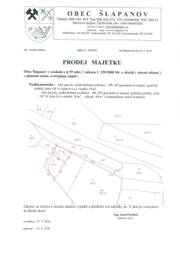 Prodej majetku - Obec Šlapanov